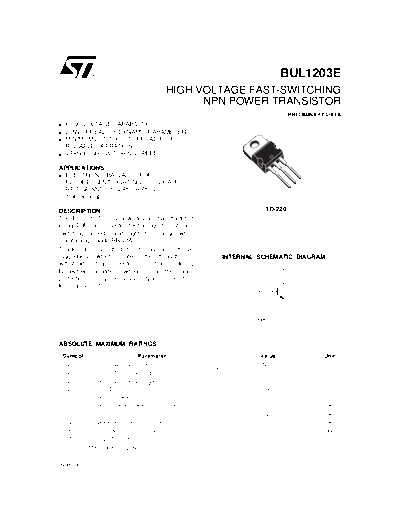 ST bul1203e  . Electronic Components Datasheets Active components Transistors ST bul1203e.pdf