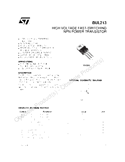 ST bul213  . Electronic Components Datasheets Active components Transistors ST bul213.pdf