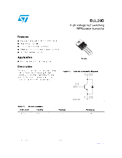 ST bul39d  . Electronic Components Datasheets Active components Transistors ST bul39d.pdf