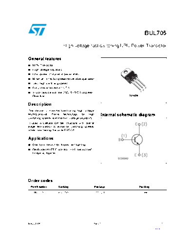 ST bul705  . Electronic Components Datasheets Active components Transistors ST bul705.pdf