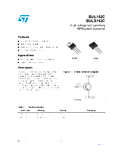 ST bul742c bulb742c  . Electronic Components Datasheets Active components Transistors ST bul742c_bulb742c.pdf