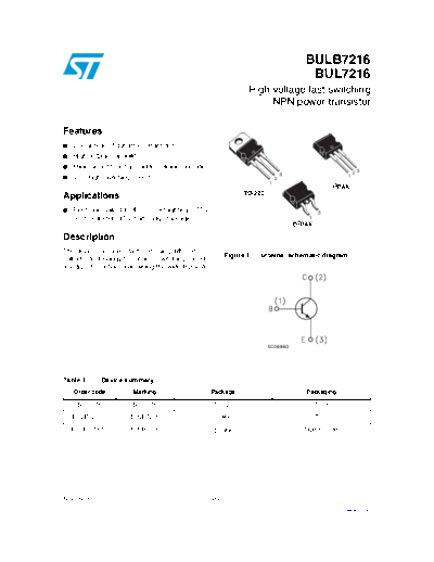 ST bulb7216 bul7216  . Electronic Components Datasheets Active components Transistors ST bulb7216_bul7216.pdf