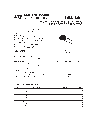 ST buld128d1  . Electronic Components Datasheets Active components Transistors ST buld128d1.pdf