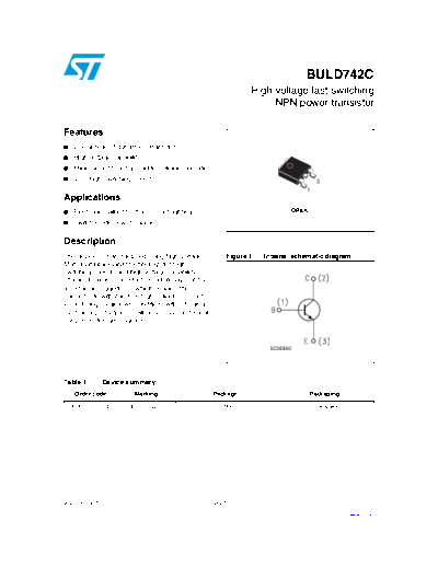 ST buld742c  . Electronic Components Datasheets Active components Transistors ST buld742c.pdf