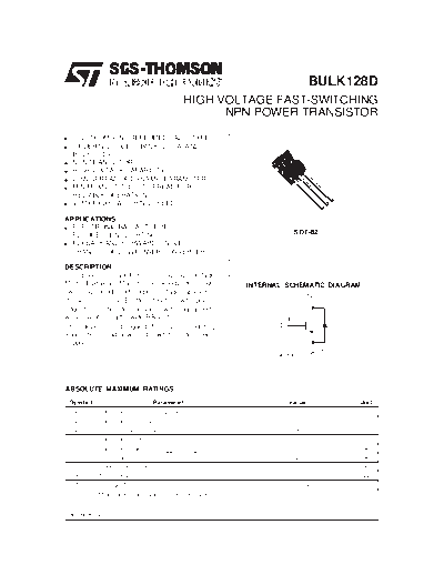 ST bulk128d  . Electronic Components Datasheets Active components Transistors ST bulk128d.pdf