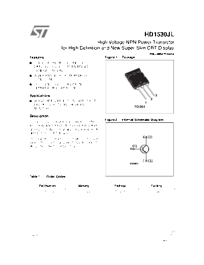 ST hd1530jl  . Electronic Components Datasheets Active components Transistors ST hd1530jl.pdf