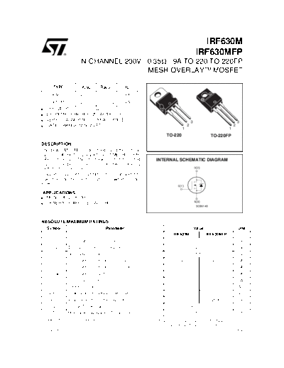 ST irf630m  . Electronic Components Datasheets Active components Transistors ST irf630m.pdf