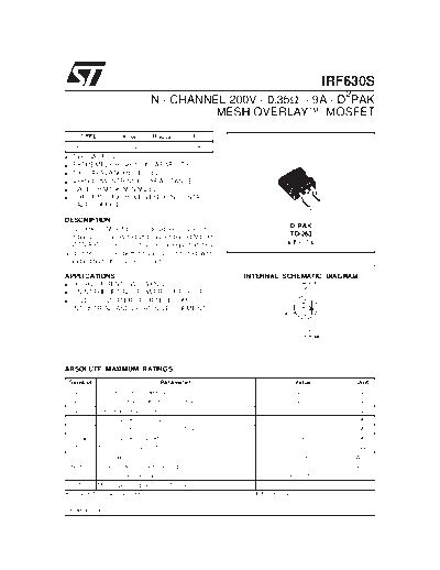 ST irf630s  . Electronic Components Datasheets Active components Transistors ST irf630s.pdf