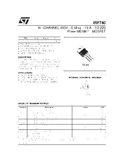 ST irf740  . Electronic Components Datasheets Active components Transistors ST irf740.pdf
