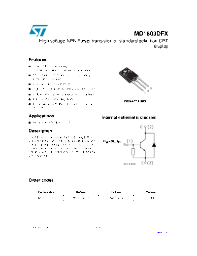 ST md1803dfx  . Electronic Components Datasheets Active components Transistors ST md1803dfx.pdf