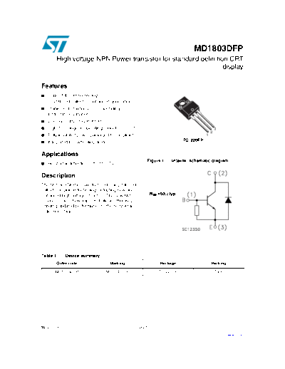 ST md1803dfp  . Electronic Components Datasheets Active components Transistors ST md1803dfp.pdf