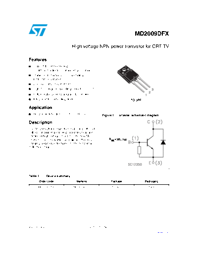 ST md2009dfx  . Electronic Components Datasheets Active components Transistors ST md2009dfx.pdf