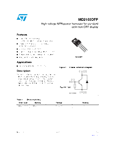ST md2103dfp  . Electronic Components Datasheets Active components Transistors ST md2103dfp.pdf