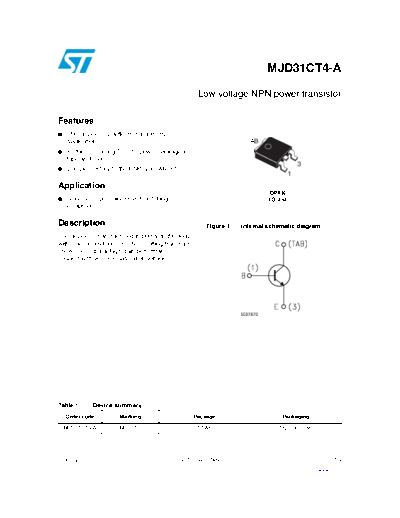 ST mjd31ct4-a  . Electronic Components Datasheets Active components Transistors ST mjd31ct4-a.pdf