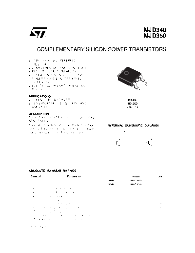 ST mjd340 mjd350  . Electronic Components Datasheets Active components Transistors ST mjd340_mjd350.pdf