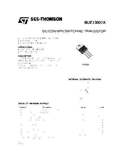 ST mje13007a  . Electronic Components Datasheets Active components Transistors ST mje13007a.pdf
