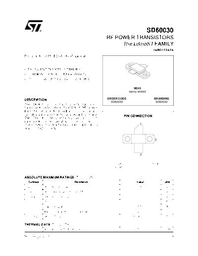 ST sd60030  . Electronic Components Datasheets Active components Transistors ST sd60030.pdf