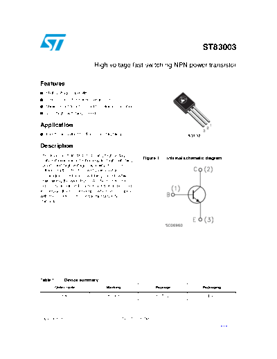 ST st83003  . Electronic Components Datasheets Active components Transistors ST st83003.pdf