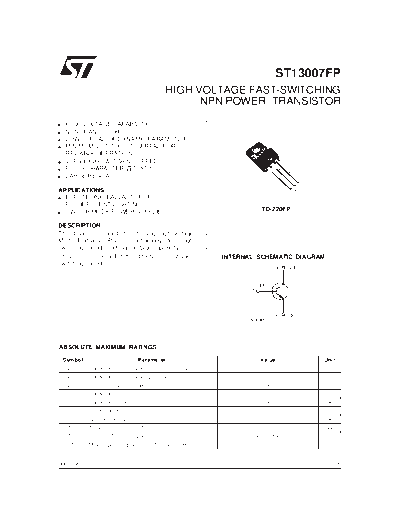 ST st13007-  . Electronic Components Datasheets Active components Transistors ST st13007-.pdf