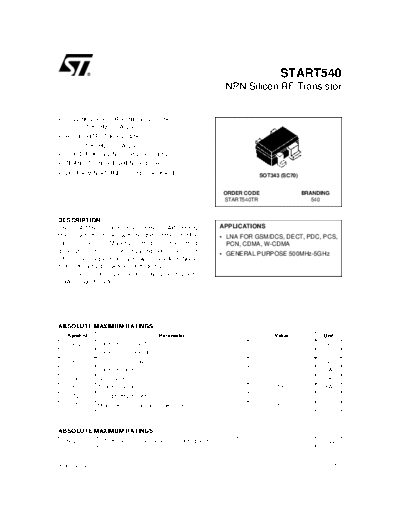 . Electronic Components Datasheets start540  . Electronic Components Datasheets Active components Transistors ST start540.pdf