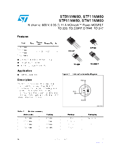 ST b11nm80  f11nm80  w11nm80  p11nm80  . Electronic Components Datasheets Active components Transistors ST stb11nm80_stf11nm80_stw11nm80_stp11nm80.pdf
