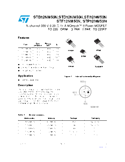 ST b12nm50n  d12nm50n  i12nm50n  f12nm50n  p12nm50n  . Electronic Components Datasheets Active components Transistors ST stb12nm50n_std12nm50n_sti12nm50n_stf12nm50n_stp12nm50n.pdf