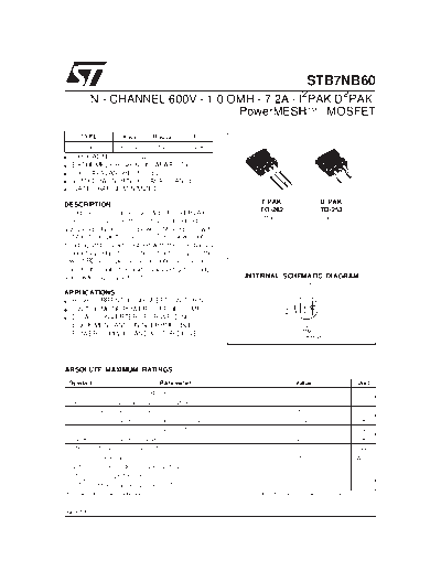 ST stb7nb50  . Electronic Components Datasheets Active components Transistors ST stb7nb50.pdf