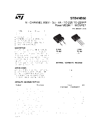 ST stb4n80  . Electronic Components Datasheets Active components Transistors ST stb4n80.pdf