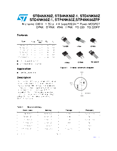 ST b4nk60zx  d4nk60zx  p4nk60z  p4nk60zfp  . Electronic Components Datasheets Active components Transistors ST stb4nk60zx_std4nk60zx_stp4nk60z_stp4nk60zfp.pdf