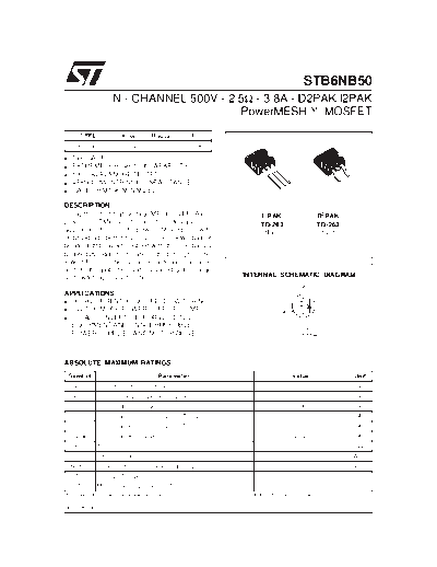 ST b6nb50-  . Electronic Components Datasheets Active components Transistors ST stb6nb50-.pdf