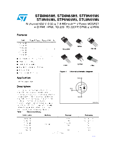 ST b8n65m5  d8n65m5  f8n65m5  i8n65m5  p8n65m5  u8n65m5  . Electronic Components Datasheets Active components Transistors ST stb8n65m5_std8n65m5_stf8n65m5_sti8n65m5_stp8n65m5_stu8n65m5.pdf