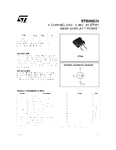 ST stb8ns25  . Electronic Components Datasheets Active components Transistors ST stb8ns25.pdf