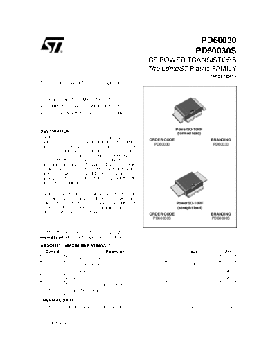 ST pd60030  . Electronic Components Datasheets Active components Transistors ST pd60030.pdf