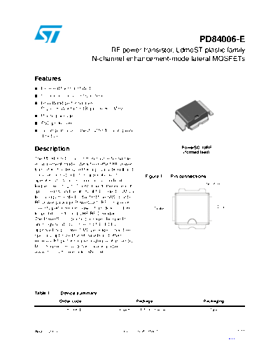 ST pd84006-e  . Electronic Components Datasheets Active components Transistors ST pd84006-e.pdf
