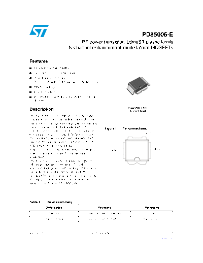 ST pd85006-e  . Electronic Components Datasheets Active components Transistors ST pd85006-e.pdf