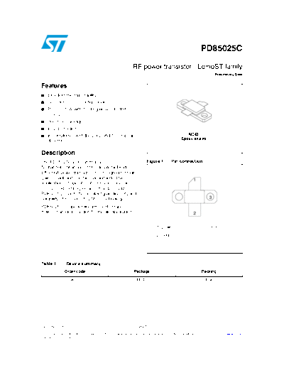 ST pd85025c  . Electronic Components Datasheets Active components Transistors ST pd85025c.pdf