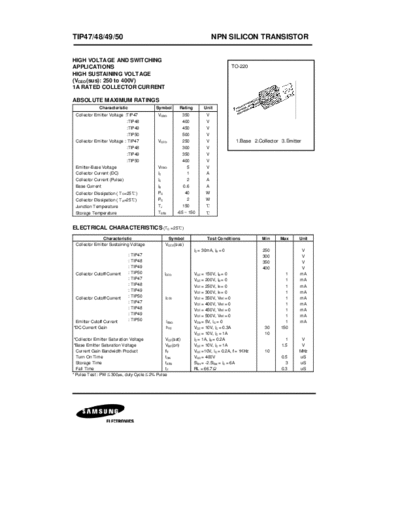 Samsung tip47  . Electronic Components Datasheets Active components Transistors Samsung tip47.pdf