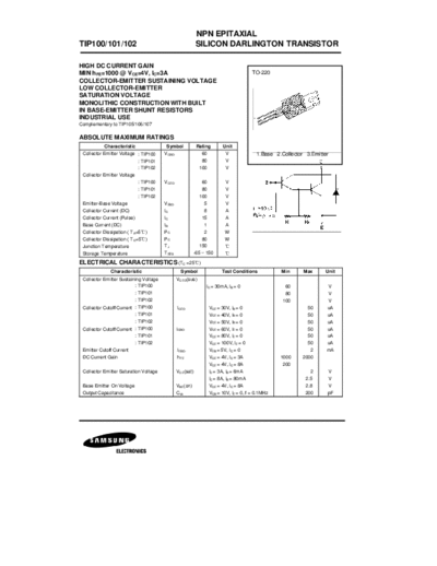 Samsung tip100  . Electronic Components Datasheets Active components Transistors Samsung tip100.pdf