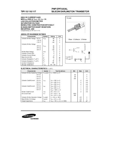 Samsung tip115  . Electronic Components Datasheets Active components Transistors Samsung tip115.pdf