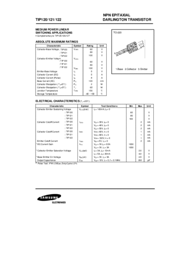 Samsung tip120  . Electronic Components Datasheets Active components Transistors Samsung tip120.pdf