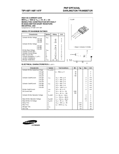 Samsung tip145f  . Electronic Components Datasheets Active components Transistors Samsung tip145f.pdf