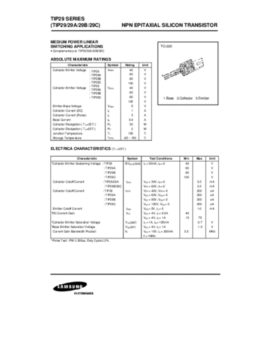 Samsung tip29  . Electronic Components Datasheets Active components Transistors Samsung tip29.pdf