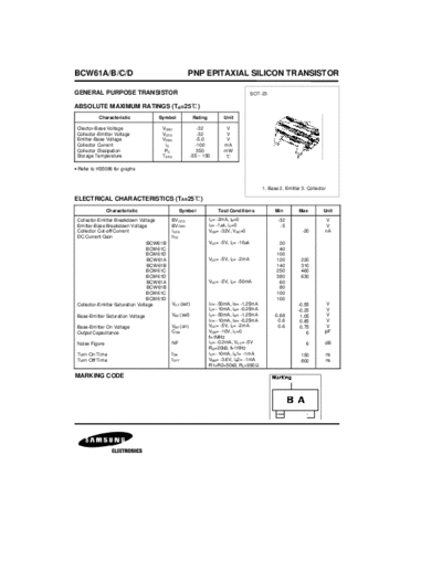 Samsung bcw61a b c d  . Electronic Components Datasheets Active components Transistors Samsung bcw61a_b_c_d.pdf