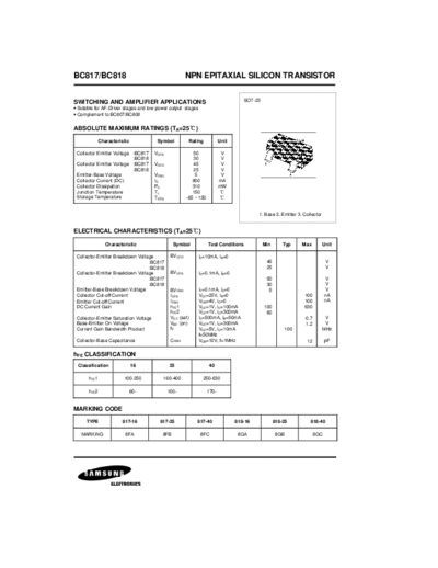 Samsung bc817 bc818  . Electronic Components Datasheets Active components Transistors Samsung bc817_bc818.pdf