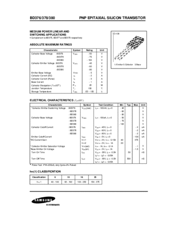 Samsung bd376 bd378 bd380  . Electronic Components Datasheets Active components Transistors Samsung bd376_bd378_bd380.pdf