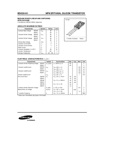Samsung bd439 bd441  . Electronic Components Datasheets Active components Transistors Samsung bd439_bd441.pdf