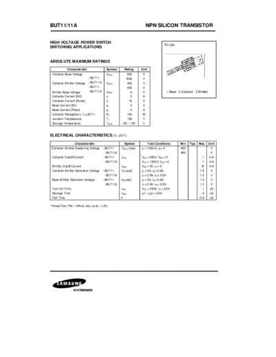 Samsung but11  . Electronic Components Datasheets Active components Transistors Samsung but11.pdf