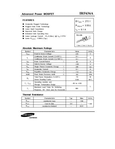 Samsung irf636a  . Electronic Components Datasheets Active components Transistors Samsung irf636a.pdf