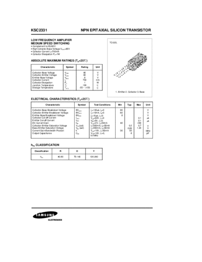 Samsung ksc2331  . Electronic Components Datasheets Active components Transistors Samsung ksc2331.pdf