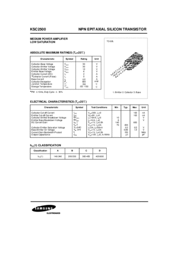 Samsung ksc2500  . Electronic Components Datasheets Active components Transistors Samsung ksc2500.pdf